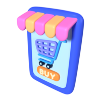 mobiel boodschappen doen 3d illustratie icoon png