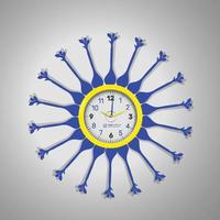 Realistic Home decoration clock wall clock, round watches with time arrows and clock face with stylist back design clock vector