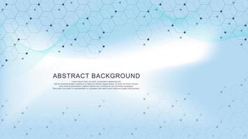 Abstract hexagonal with wave flow for molecular structure, medical, chemistry, science and technology innovation concept background. Vector illustration.
