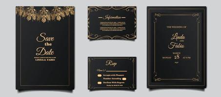 elegant wedding invitation cards set vector