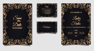 luxury Elegant wedding invitation design set vector