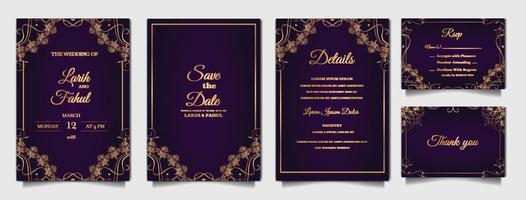 luxury wedding invitation cards set vector