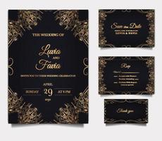 elegant wedding invitation cards set vector