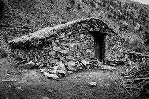 Roca casas de alpino pastores en tibetano areas de China foto