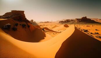 panorámico Desierto Sáhara paisaje, desierto en el tarde,generativo ai foto