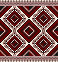 Ethnic folk geometric seamless pattern in red, white and black tone in vector illustration design for fabric, mat, carpet, scarf, wrapping paper, tile and more
