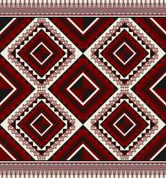 Ethnic folk geometric seamless pattern in red, white and black tone in vector illustration design for fabric, mat, carpet, scarf, wrapping paper, tile and more