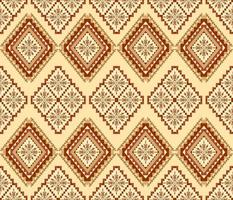 Ethnic folk geometric seamless pattern in red and yellow tone in vector illustration design for fabric, mat, carpet, scarf, wrapping paper, tile and more