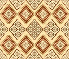 Ethnic folk geometric seamless pattern in red and yellow tone in vector illustration design for fabric, mat, carpet, scarf, wrapping paper, tile and more