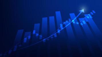 Financial business statistics with bar graph and candlestick chart show stock market price vector