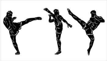 patada luchador marcial Arte vector icono logo