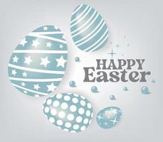 Happy easter Day flyer. Eggs with Glossy style on gray background. Vector illustration.