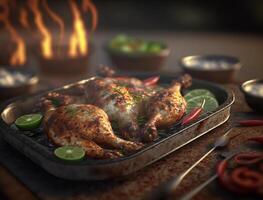 grilled chicken on the grill AI-generated art, , illustration photo