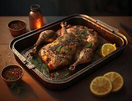 grilled chicken on the grill AI-generated art, , illustration photo