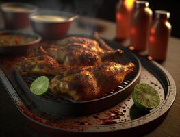 grilled chicken on the grill AI-generated art, , illustration photo