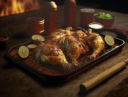 grilled chicken on the grill AI-generated art, , illustration photo
