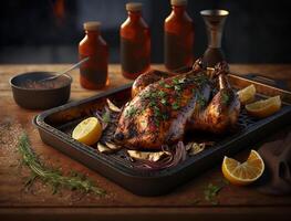 grilled chicken on the grill AI-generated art, , illustration photo