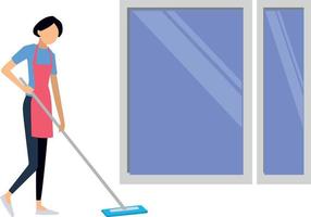The girl is cleaning the floor. vector