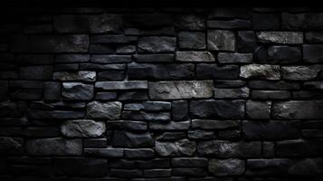 Black brick wall textured background, Stone wall background, block wall textured background photo