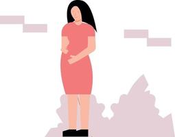 Pregnant woman standing. vector