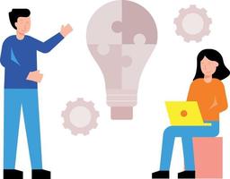 Girl and boy working on business strategy. vector