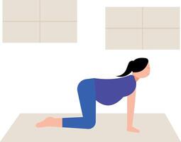 The girl is exercising at home. vector