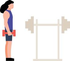 Girl lifting dumbbells. vector