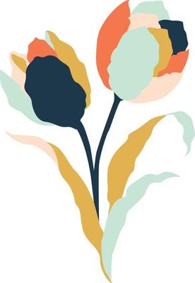 Soft Pastel Spring Flowers Illustration