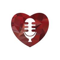 Heart with microphone icon. Vector illustration. Flat design style eps 10