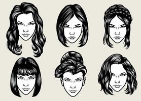 women hairstyles collection vector