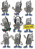 cellphone mascot set in various poses vector