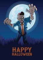 halloween design with zombie in cartoon style vector