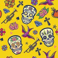 seamless pattern design of sugar skull vector