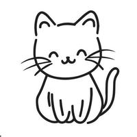 cute cat line art for drawing vector