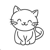 cute cat line art for drawing vector