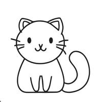 cute cat line art for drawing vector