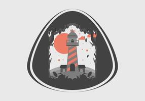 Colorful flat illustration of lighthouse in the forest vector