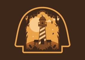Colorful flat illustration of lighthouse in the forest vector