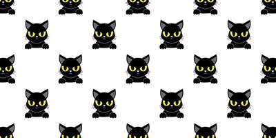 Vector character black cat seamless pattern background