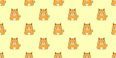 Vector cartoon character cute tabby cat seamless pattern background