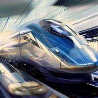 alta velocidad carril trenes generativo ai foto