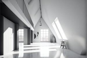moderno vacío desván interior blanco habitación. generativo ai foto