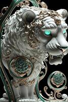 close up of a statue of a lion. generative ai. photo