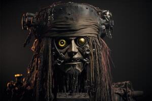 close up of a statue of a pirate. . photo