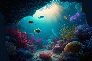 under water ocean background landscape. photo