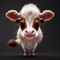 close up of a cows face on a black background. . photo