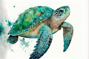 Sea green turtle isolated on white background. photo