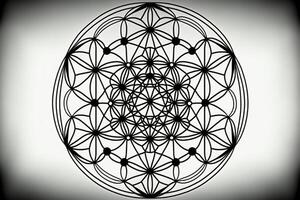 sacred geometry silhouette fine lines on a white background. photo