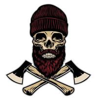 skull of lumberjack with crossed axes vector