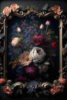 antiguo maestros floral marco digital fondo en Rico color. generativo ai foto